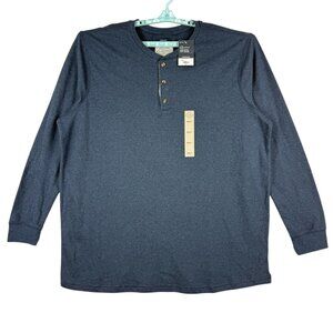 St Johns Bay Men's Big/Tall Super Soft Pullover Blue Henley Shirt Size 3XLT NWT